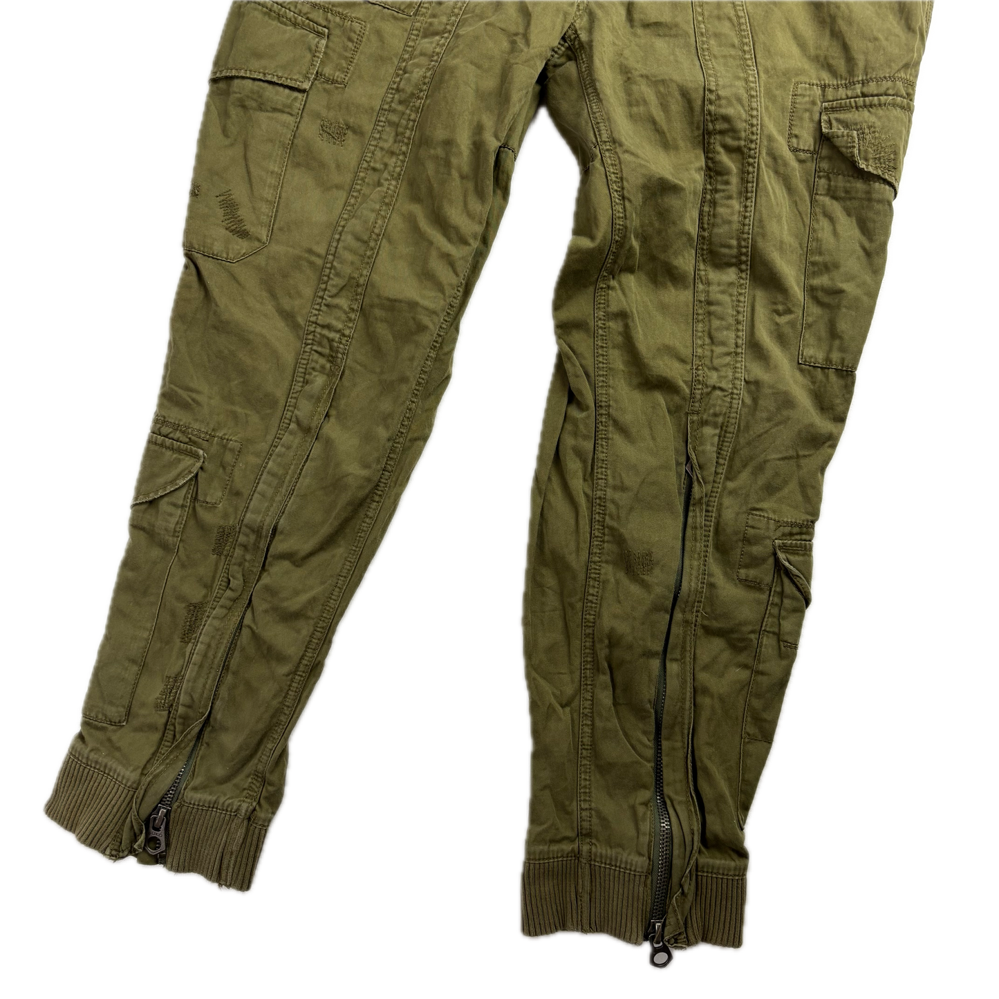 Olive Green Cargo Trouser Utility Pants - 36x30