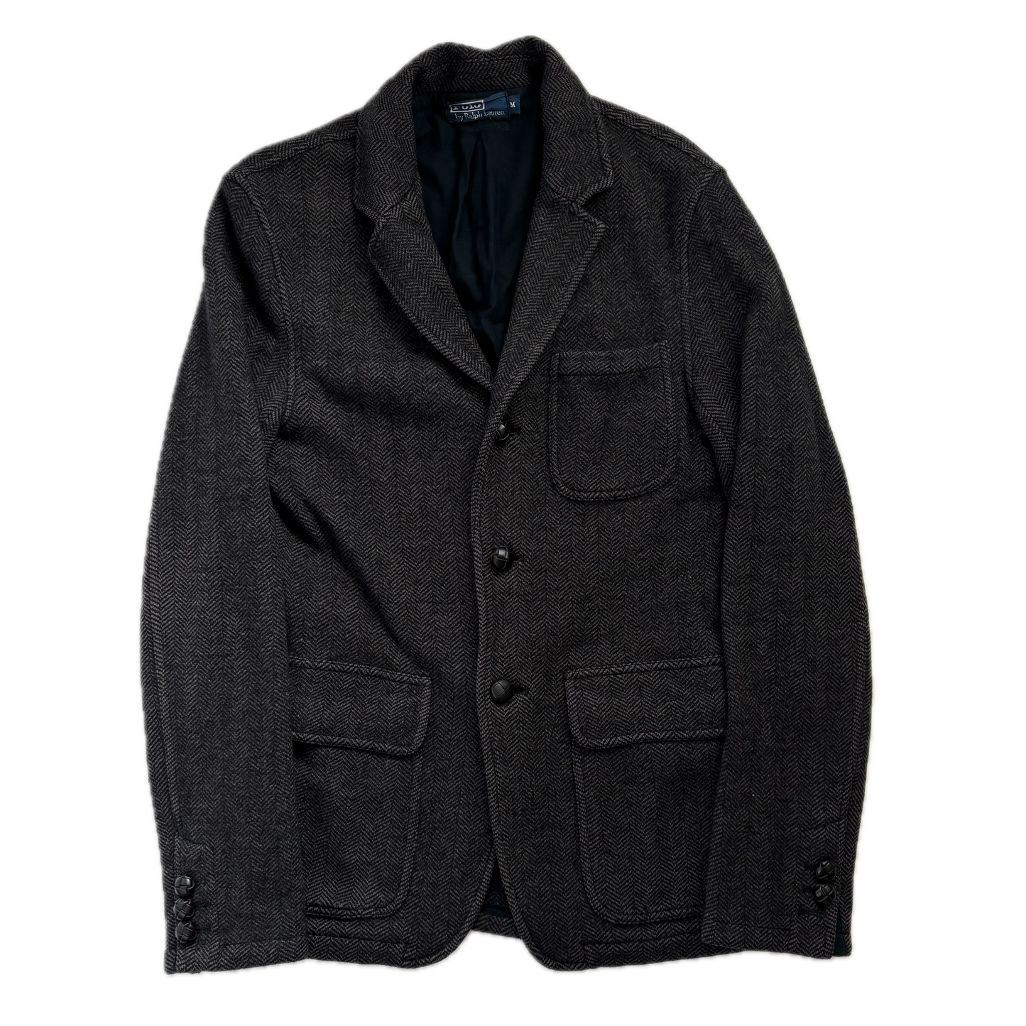 Dark Grey Herringbone Blazer (Wool) - M