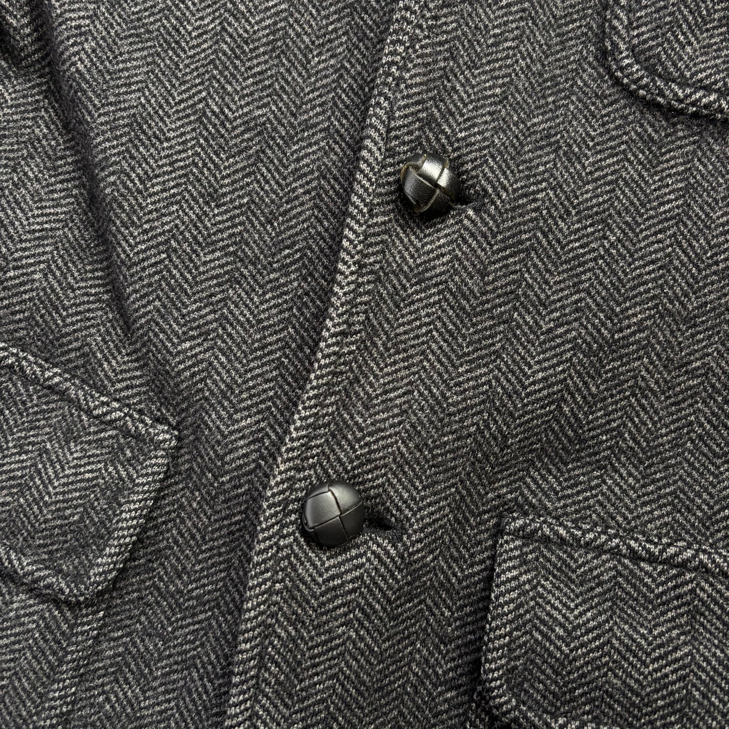 Dark Grey Herringbone Blazer (Wool) - M