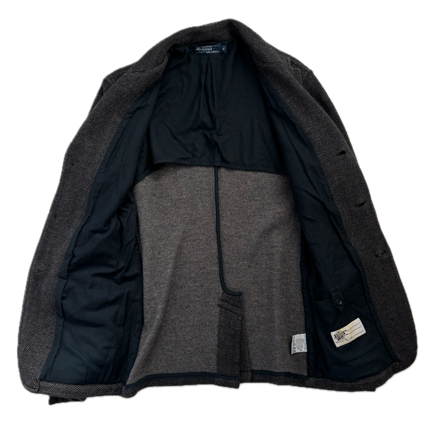Dark Grey Herringbone Blazer (Wool) - M