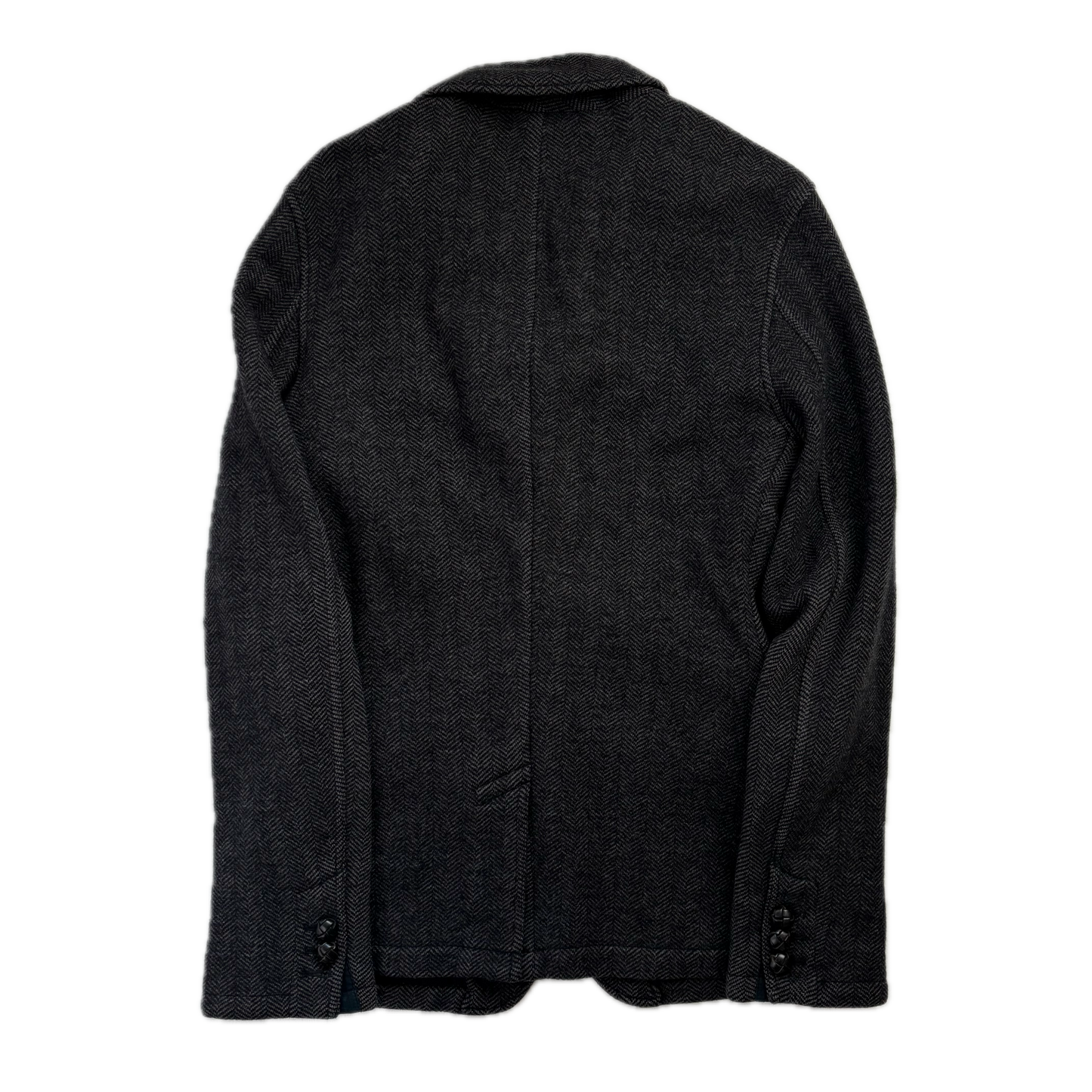 Dark Grey Herringbone Blazer (Wool) - M