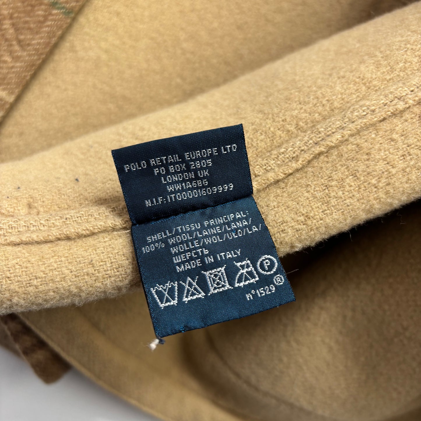 Polo Ralph Lauren Beige Brown Plaid Utility Coat (Wool) - L