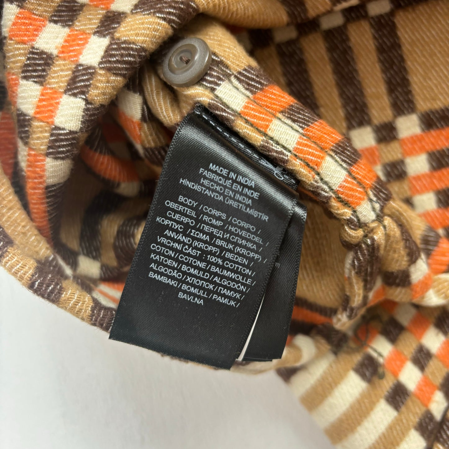 RRL Brown Orange Jacquard Brushed Plaid Work Shirt (Cotton) - XXL