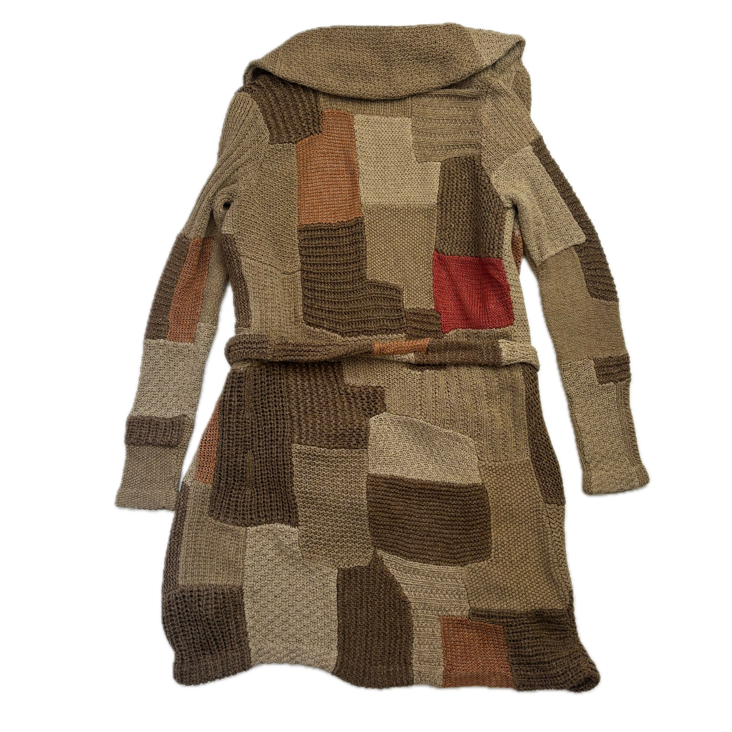 Patchwork Cardigan Belted Long Robe - S