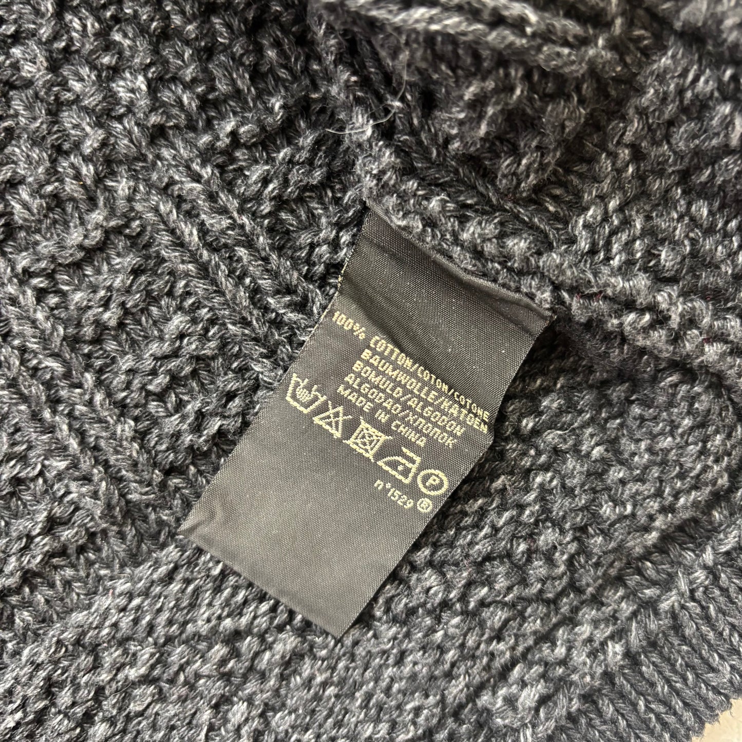 RRL Dark Grey Hand Knit Cable Shawl-Collar Cardigan - S