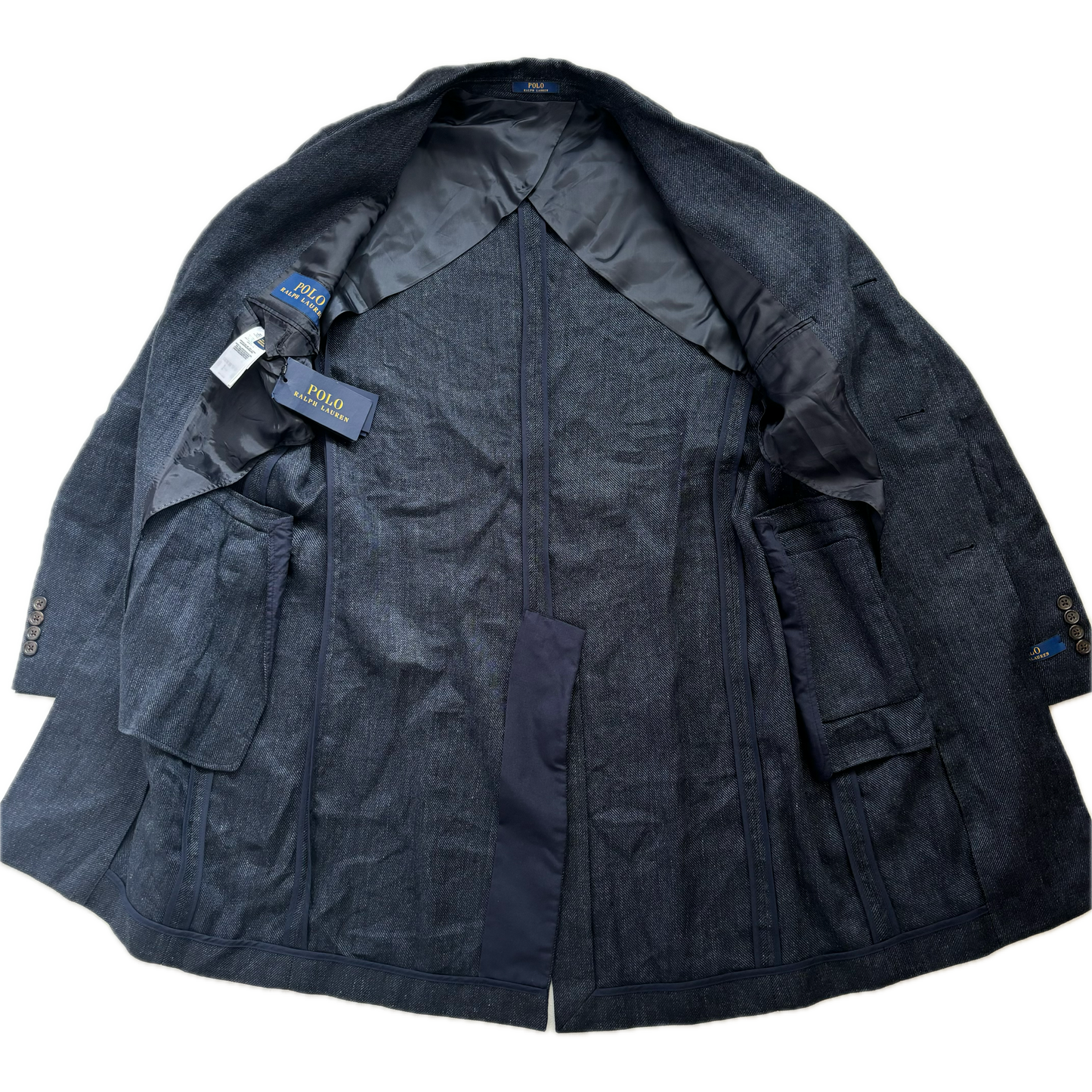 Navy Long Blazer Overcoat (Linen) -38S