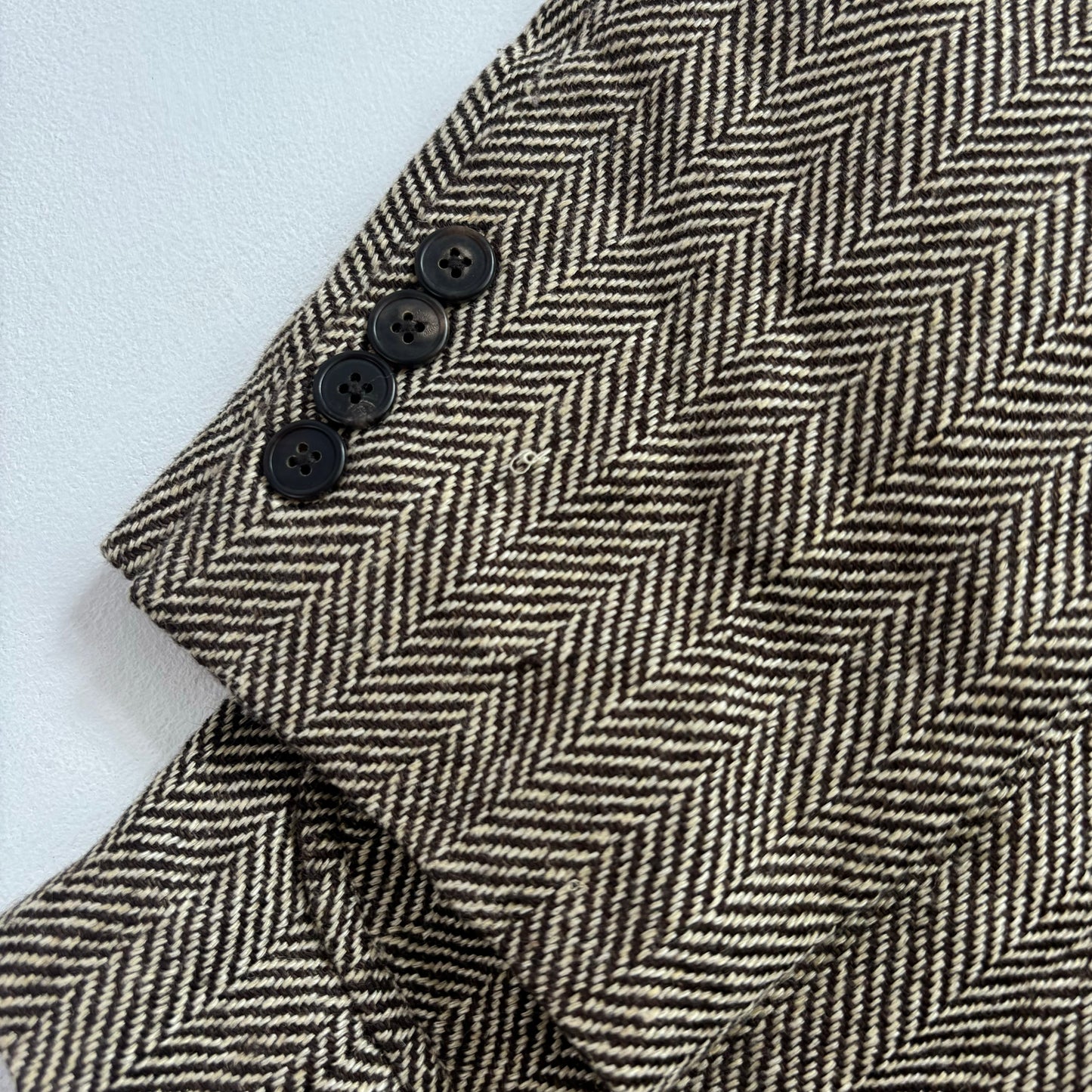 Brown Herringbone Blazer Sports Coat (Linen Silk Wool) - 44R