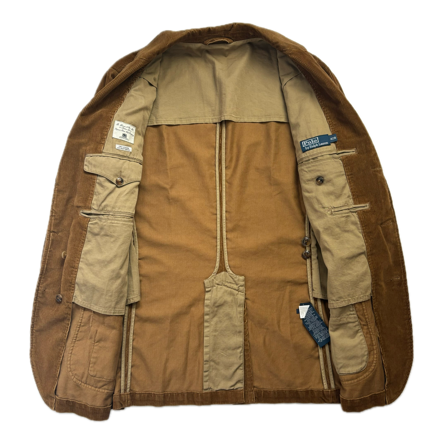 Polo Ralph Lauren Tan Corduroy Norfolk Blazer Sportscoat - 42R