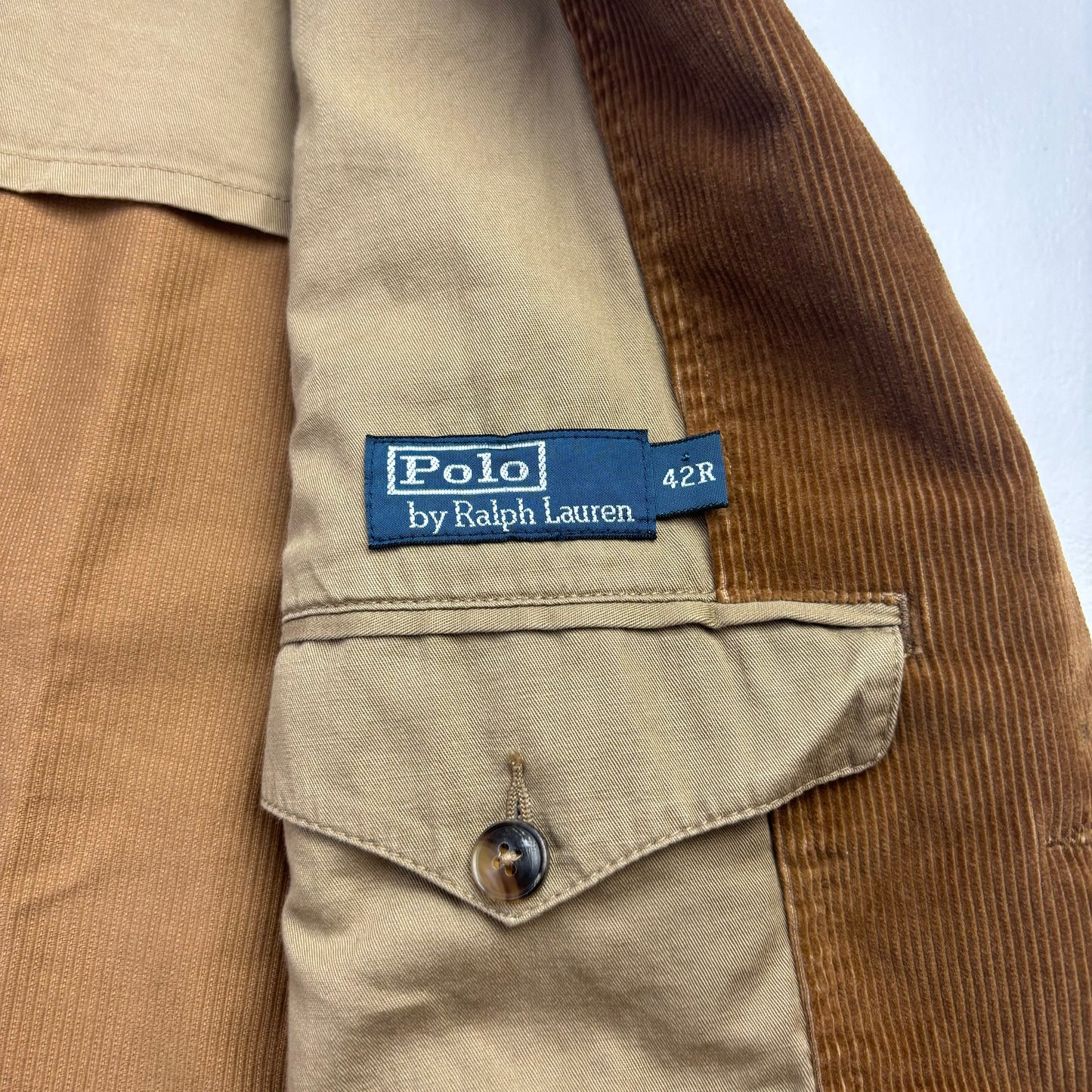 Polo Ralph Lauren Tan Corduroy Norfolk Blazer Sportscoat - 42R