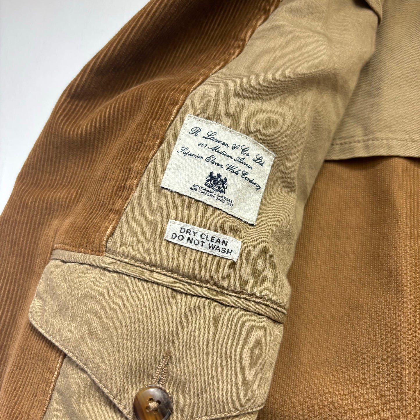 Polo Ralph Lauren Tan Corduroy Norfolk Blazer Sportscoat - 42R