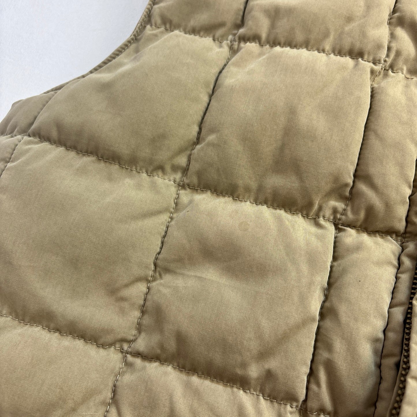 Beige Quilted Puffer Vest Gilet - M