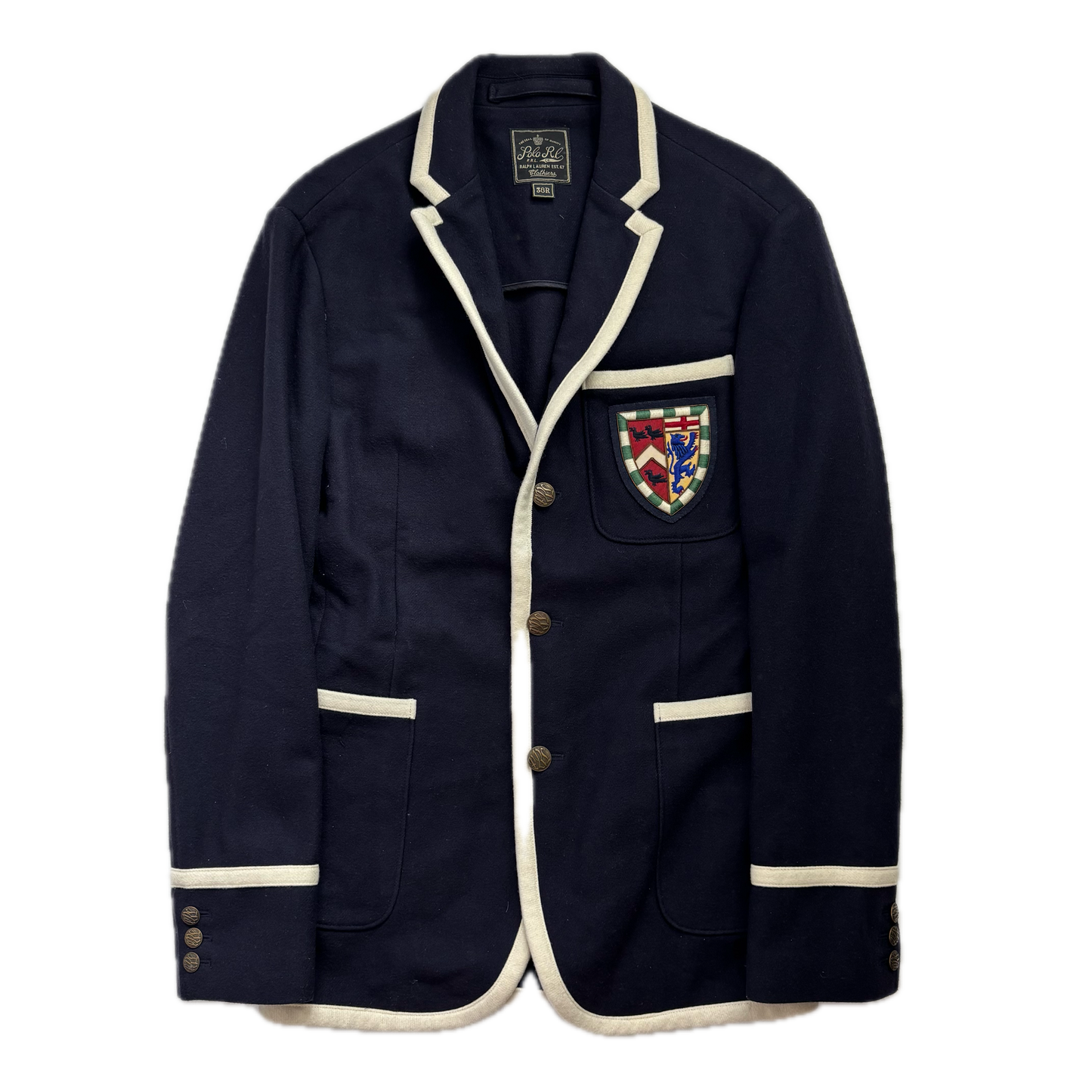 Navy Crest Rowing Sports Jacket Blazer - 36R