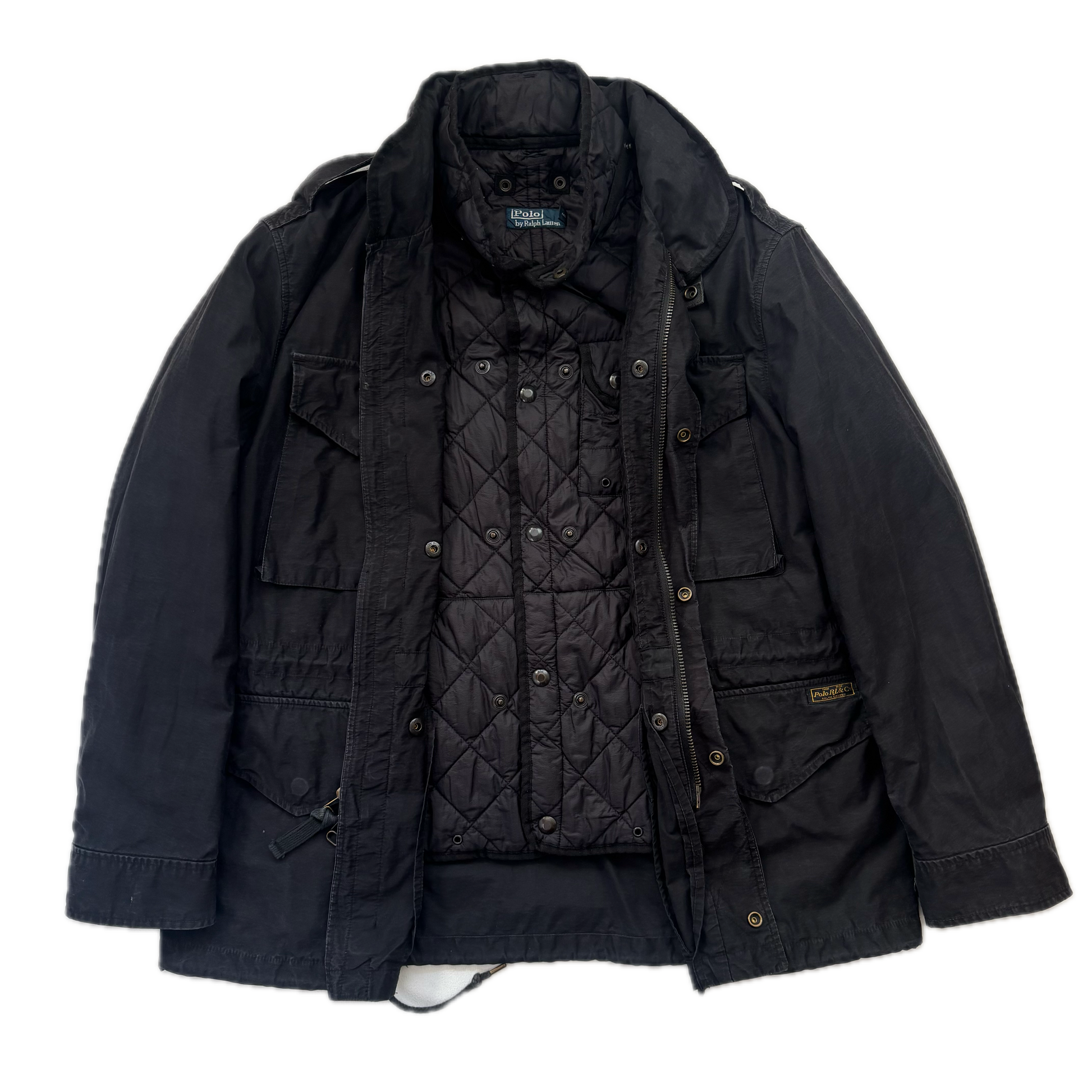 Polo Ralph Lauren 2 in 1 Black Utility Jacket with Quilted Liner - L