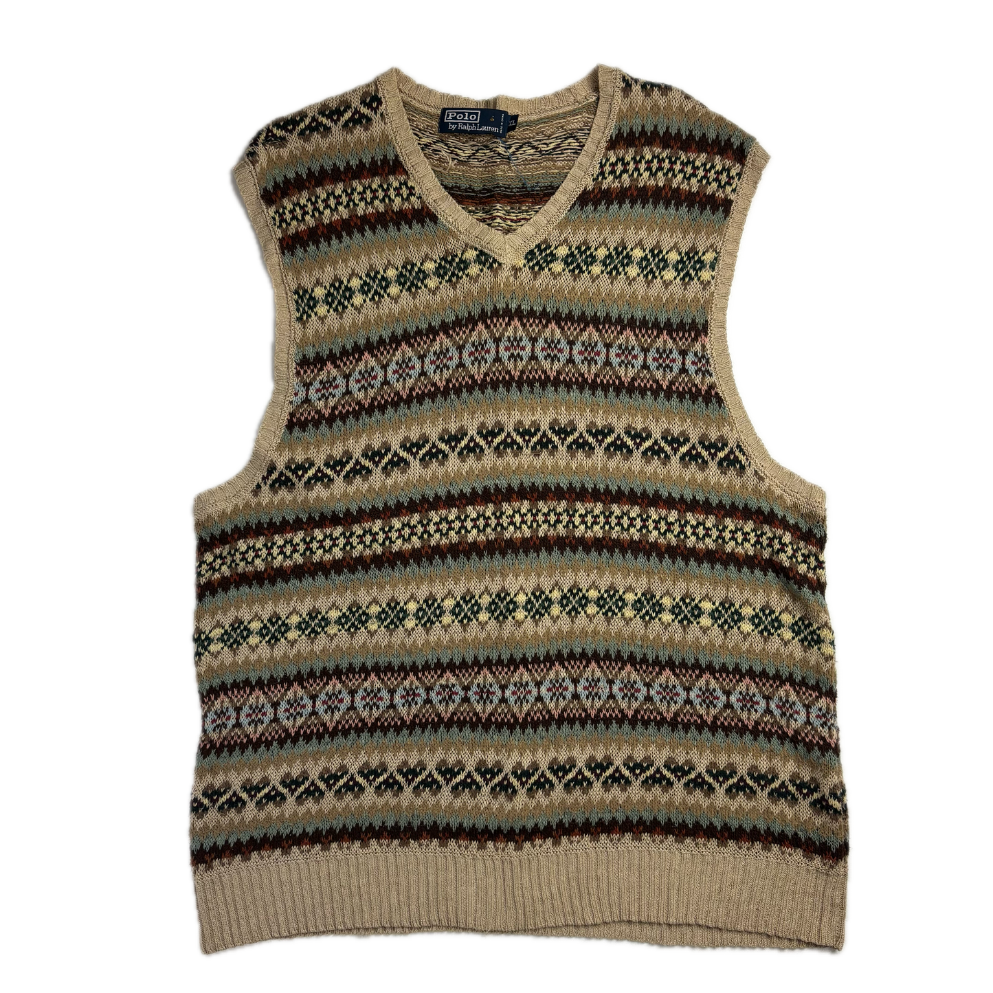 Polo Ralph Lauren Beige Fairisle Vest (Linen Cotton Silk) - XL