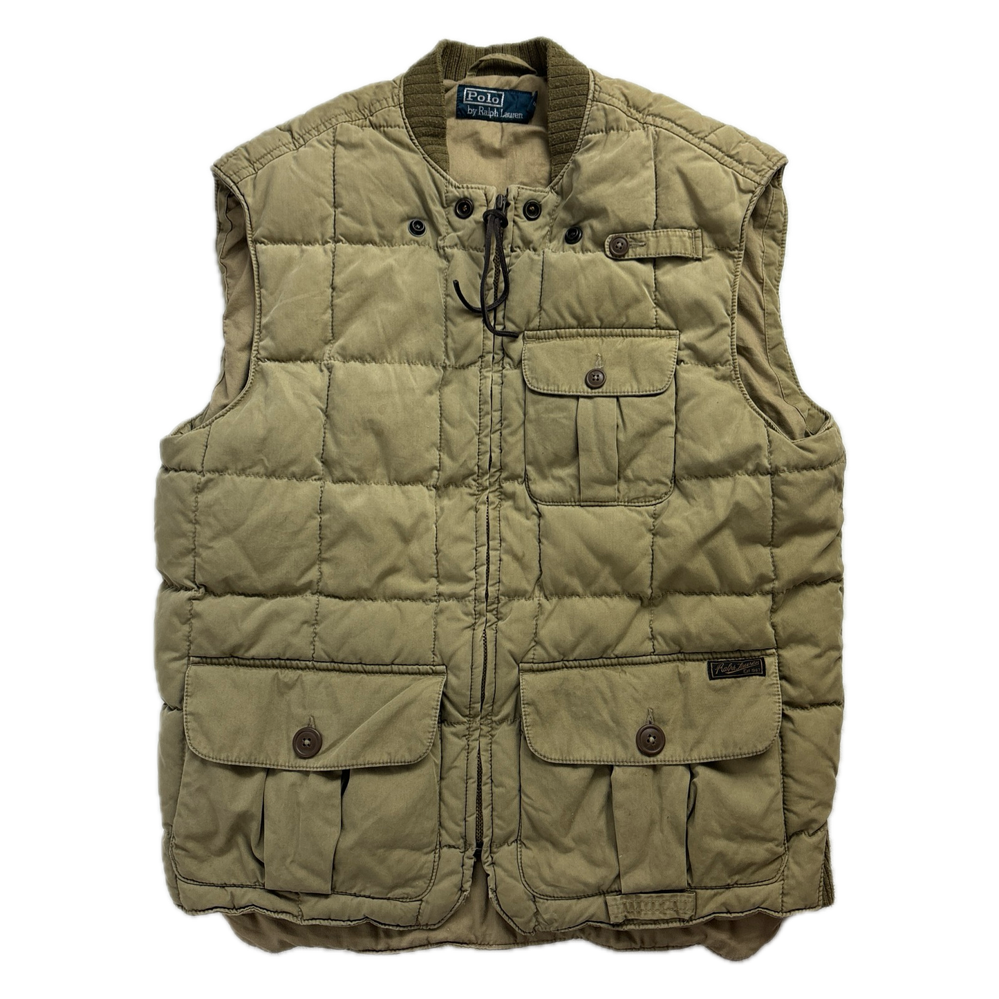 Polo Ralph Lauren Beige Quilted Puffer Vest Gilet Hunting- M