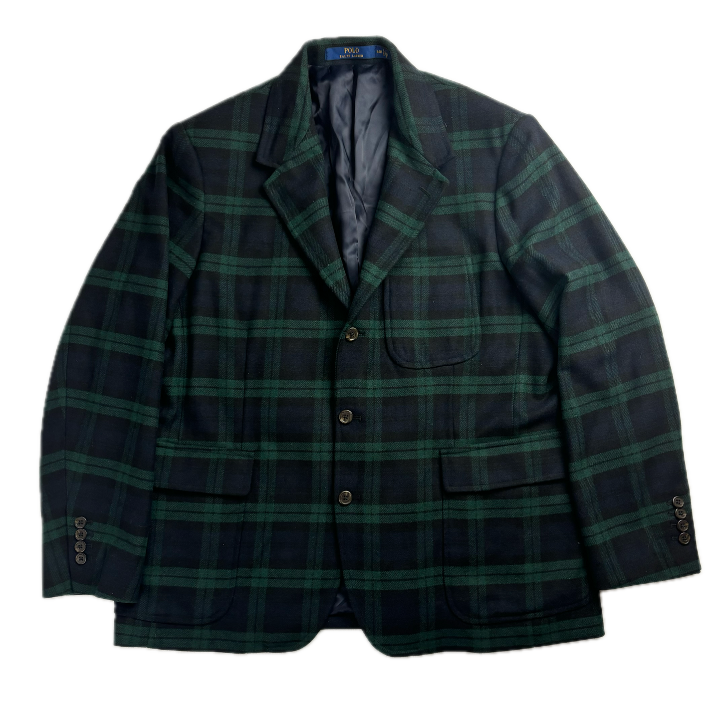Polo Ralph Lauren BlackWatch Green Navy Tartan Blazer Sports Coat - 46R