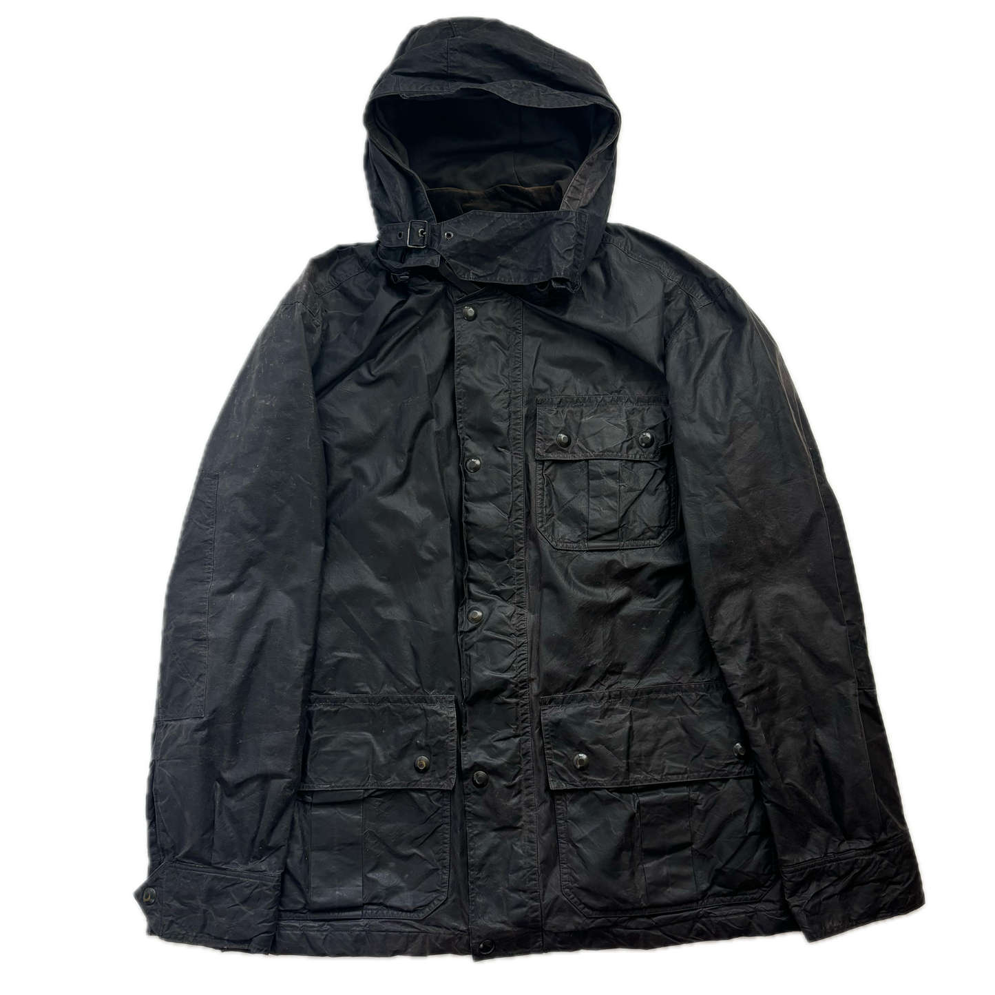 Polo Ralph Lauren Black Oil Cloth Waxed Utility Jacket Hooded - XL