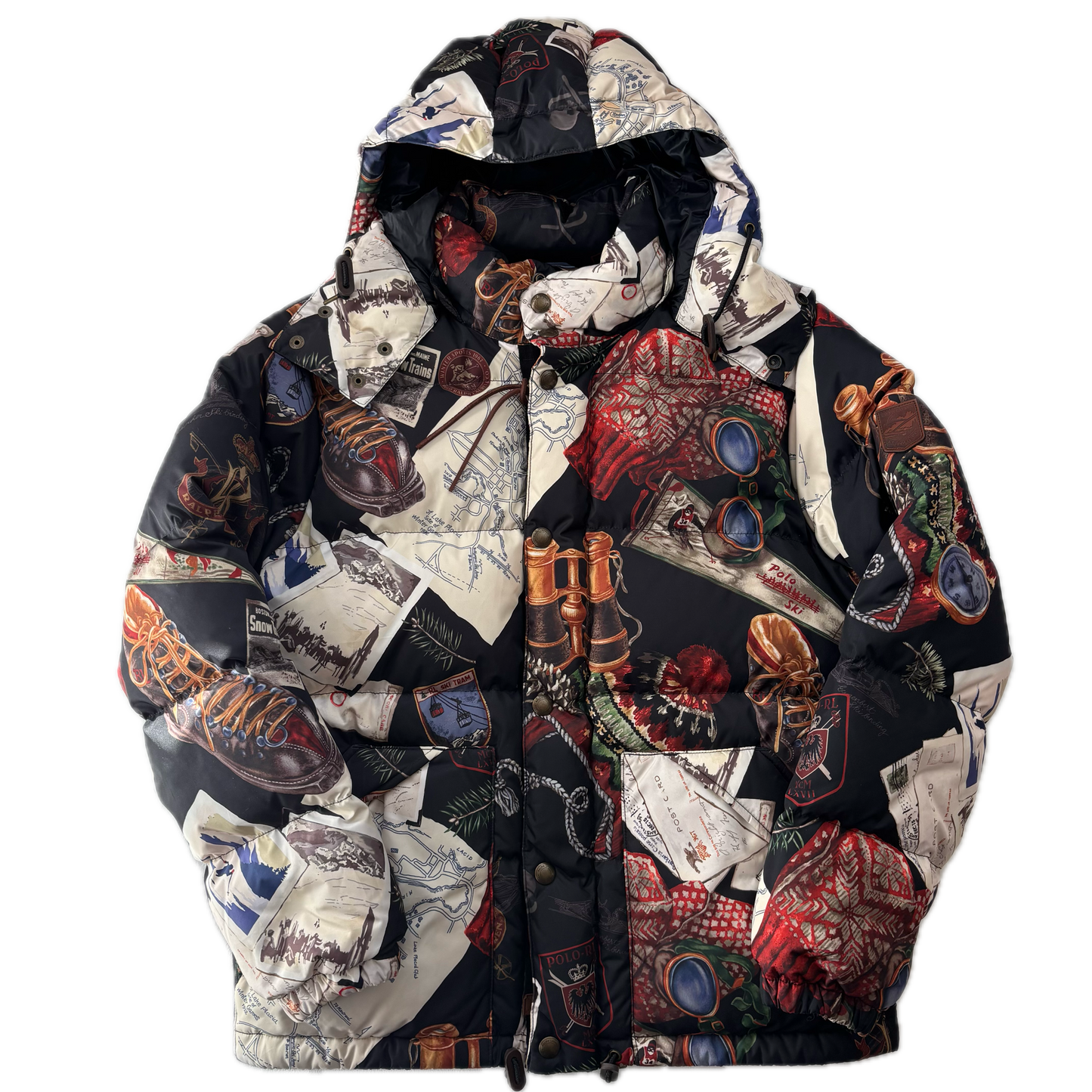 Polo Ralph Lauren Black Ski Graphic Puffer Jacket Down Coat - M