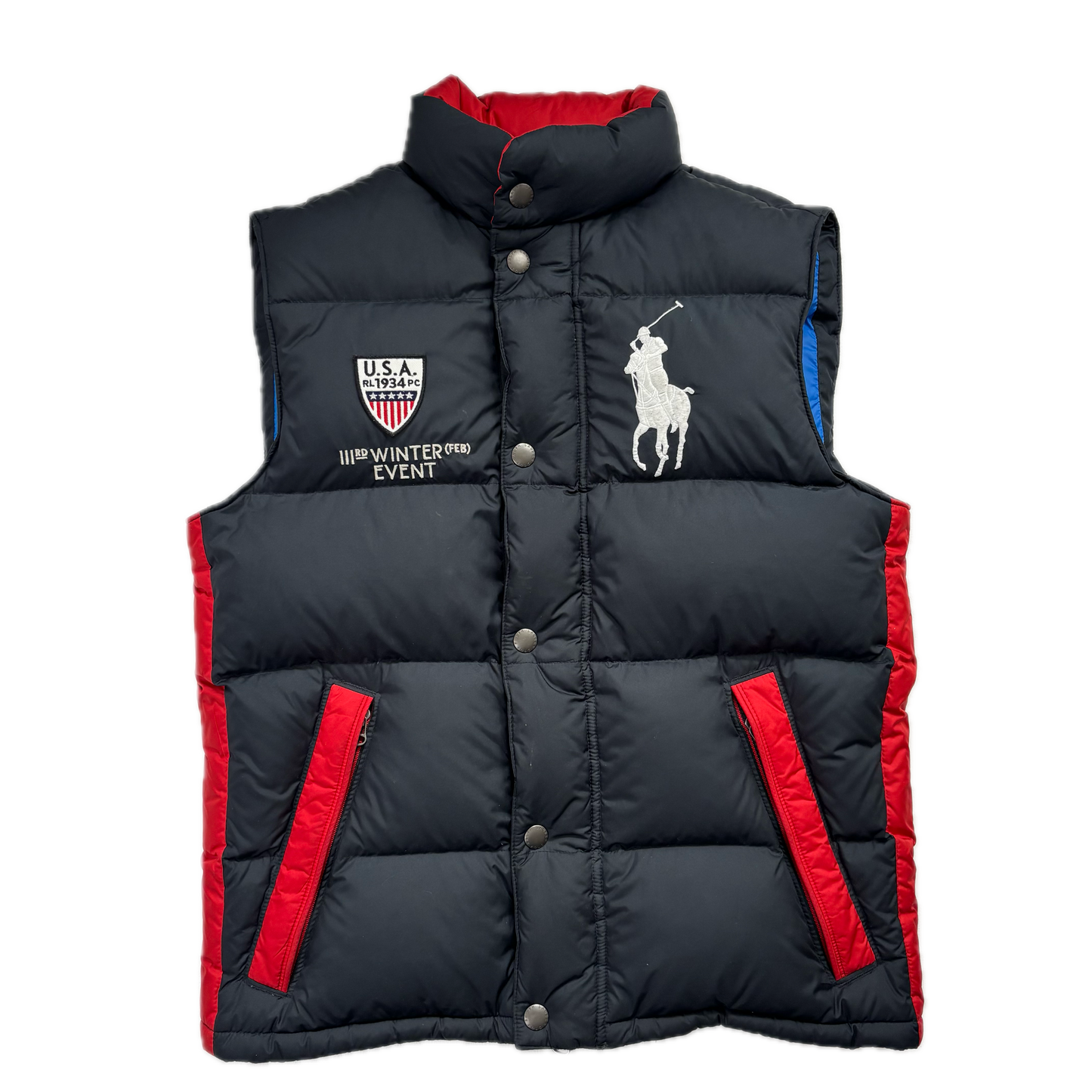 Polo Ralph Lauren Black USA Winter Event Puffer Gilet Down Vest - S