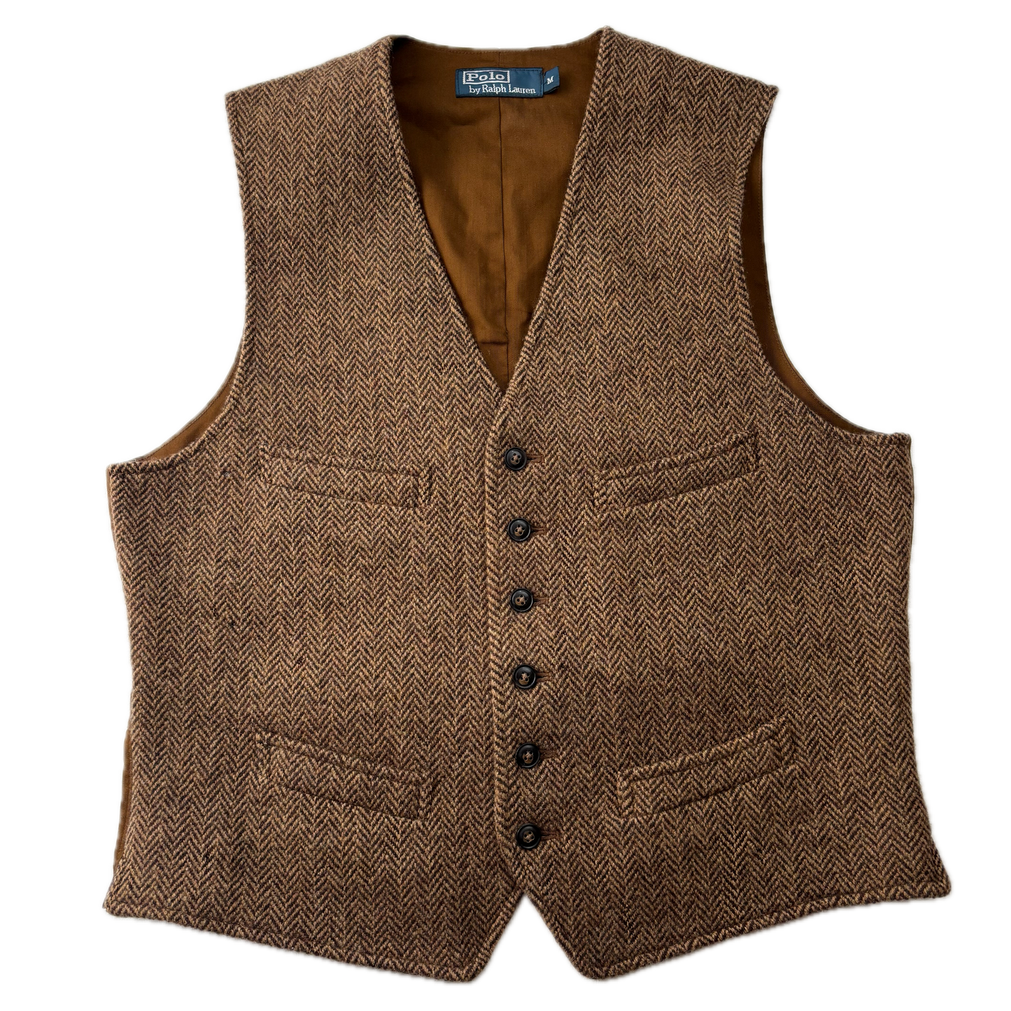 Polo Ralph Lauren Brown Herringbone Waistcoat (Wool) - M