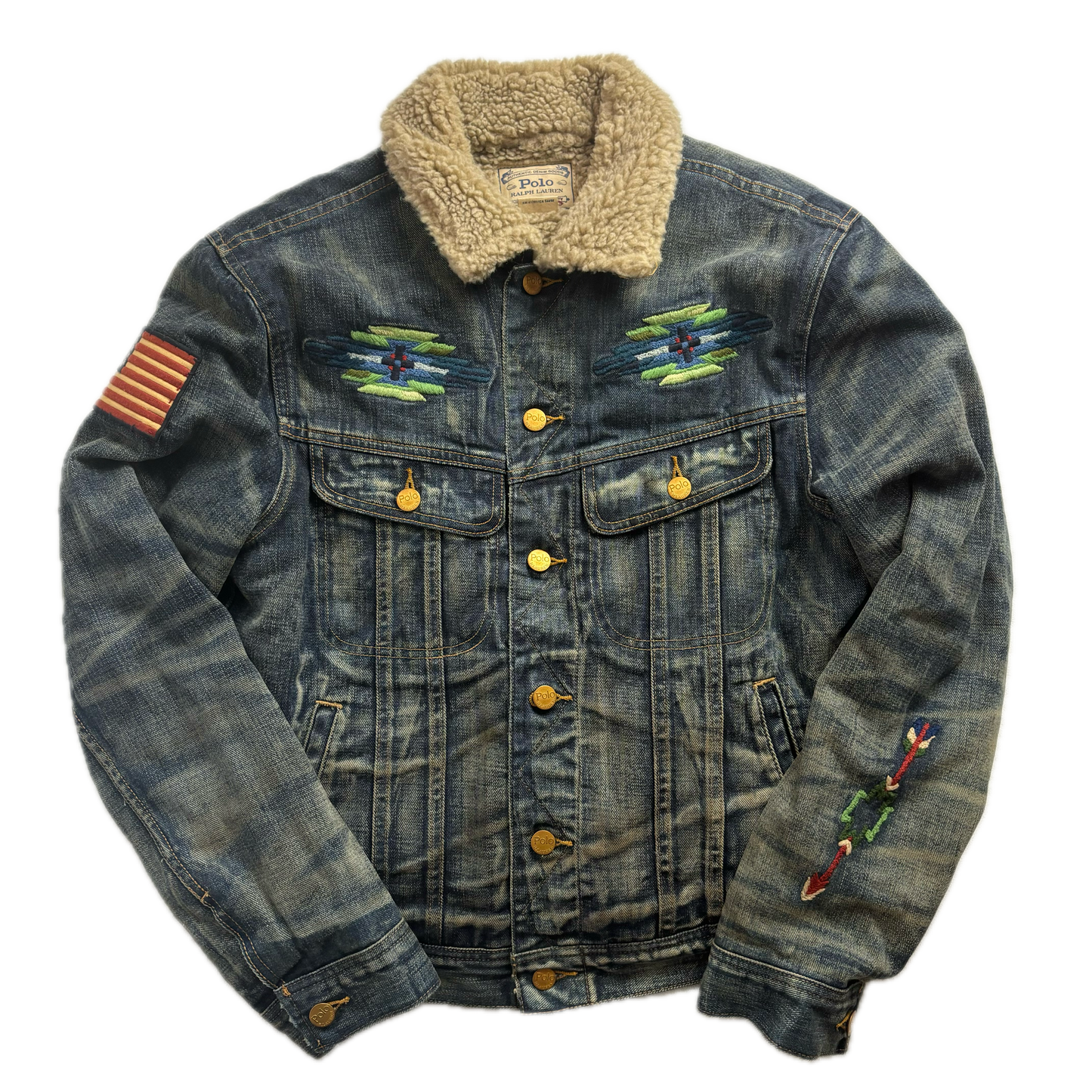 Polo Ralph Lauren Denim Aztec Sherpa Jacket - S