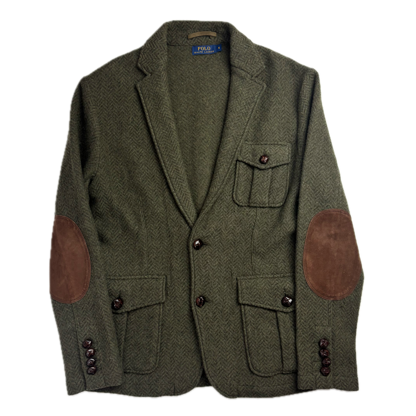 Polo Ralph Lauren Green Herringbone Tweed Blazer Sports Coat Wool - S