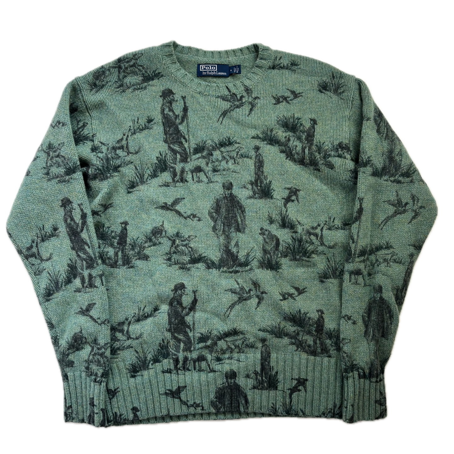 Polo Ralph Lauren Green Sportsman Hunting Print Jumper (Wool) - M