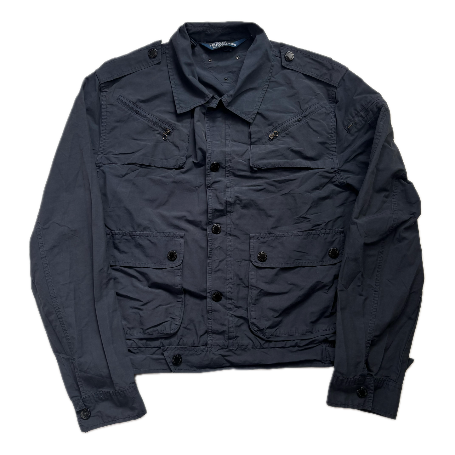 Polo Ralph Lauren Navy Aviator Bomber Jacket Cropped - M