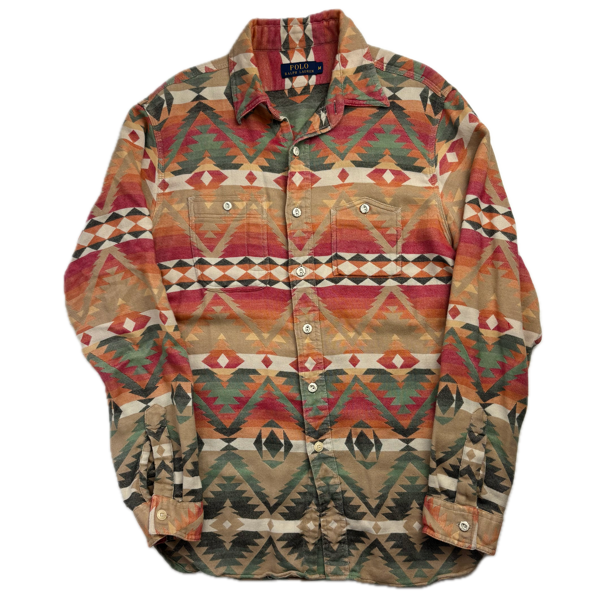 Polo Ralph Lauren Orange Beige Aztec Beacon Shirt - M