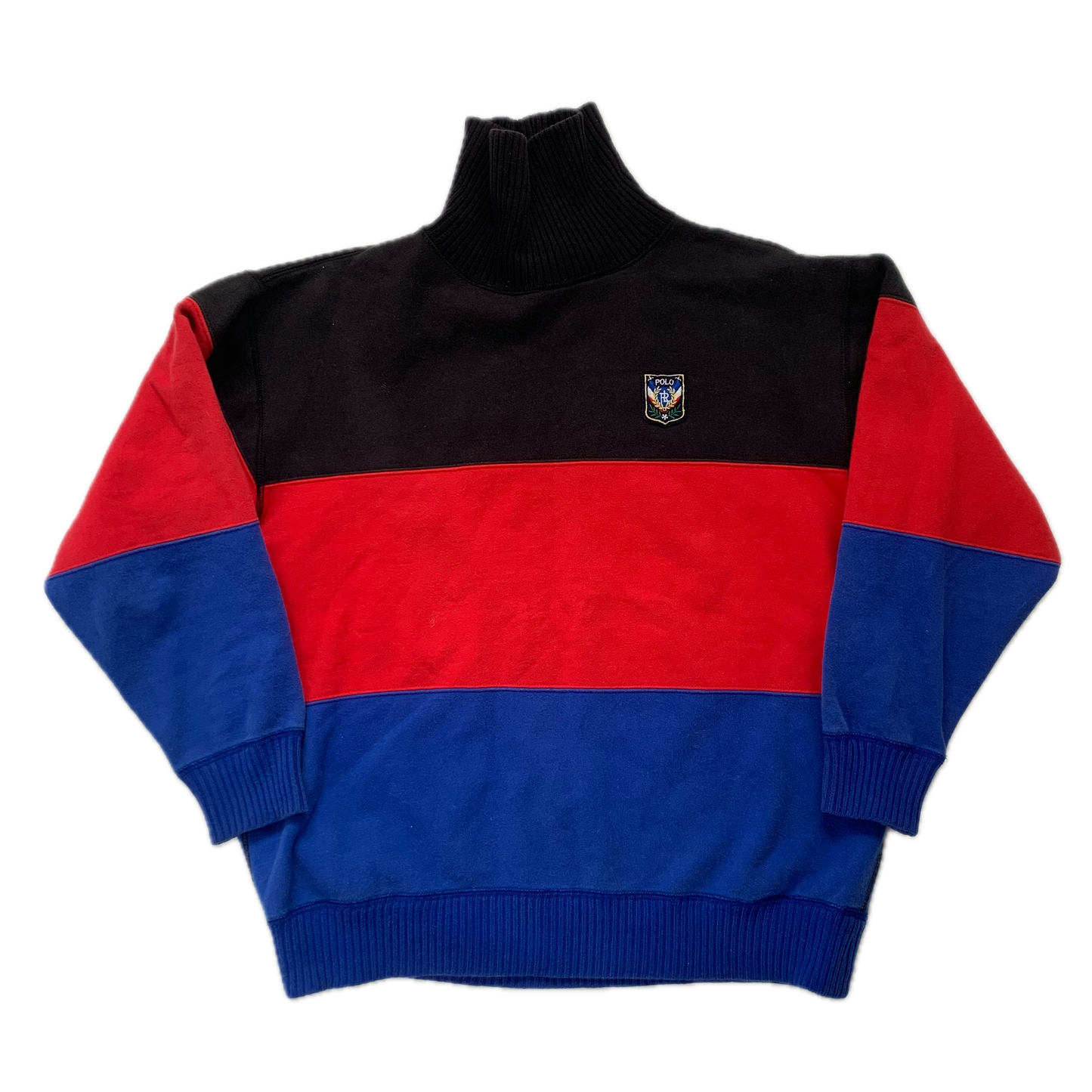 Polo Ralph Lauren Uni Crest Vintage Colourblock Turtleneck Sweatshirt - XS