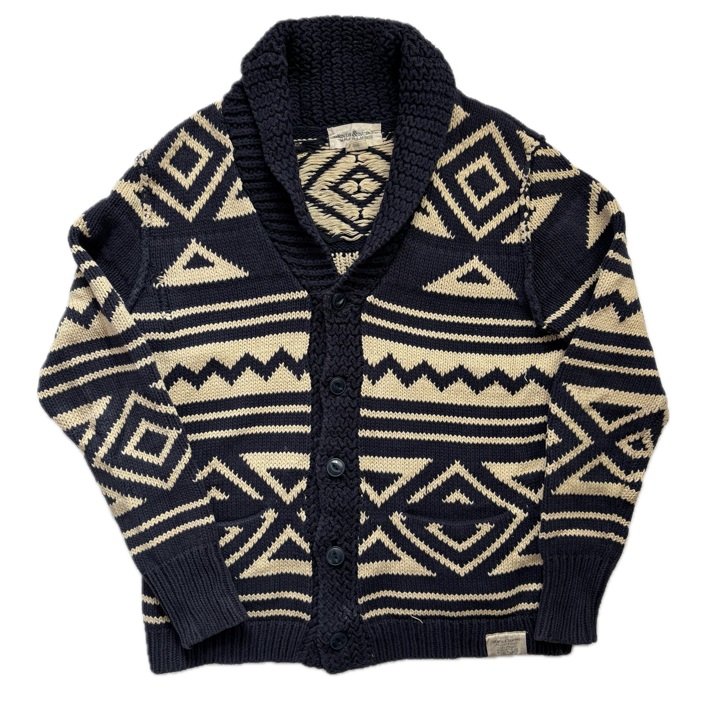Ralph Lauren Denim & Supply Navy Beige Aztec Cardigan - S