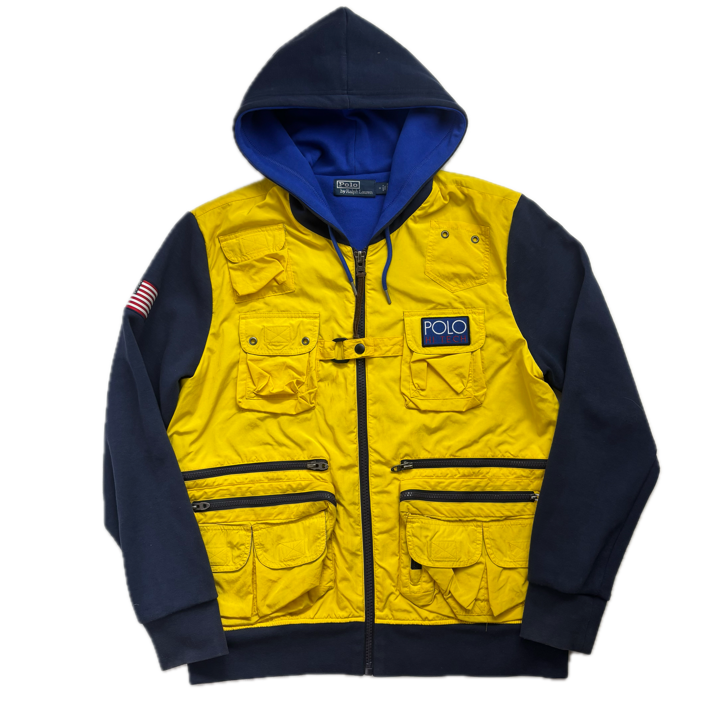 Ralph Lauren Polo Hi-Tech Hybrid Navy Yellow Hoodie - M