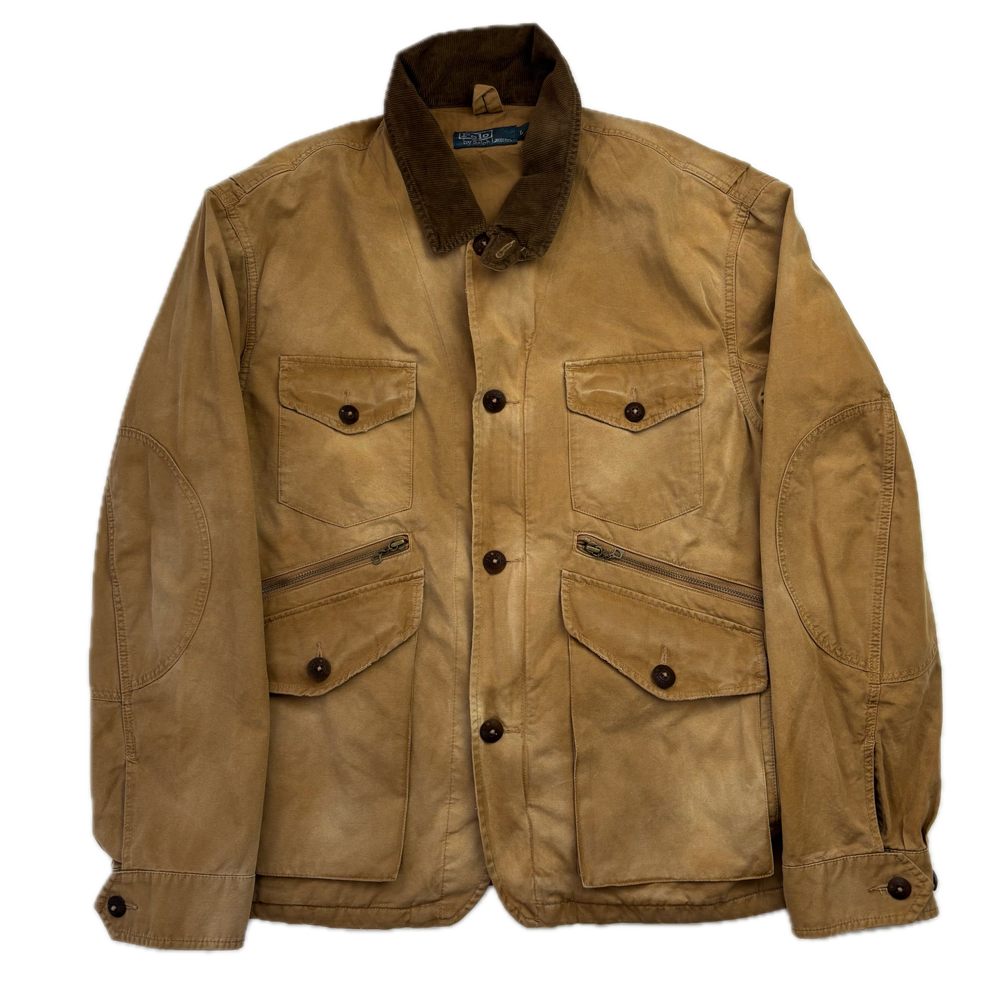 Tan Multi-Pocket Utility Cargo Jacket - L