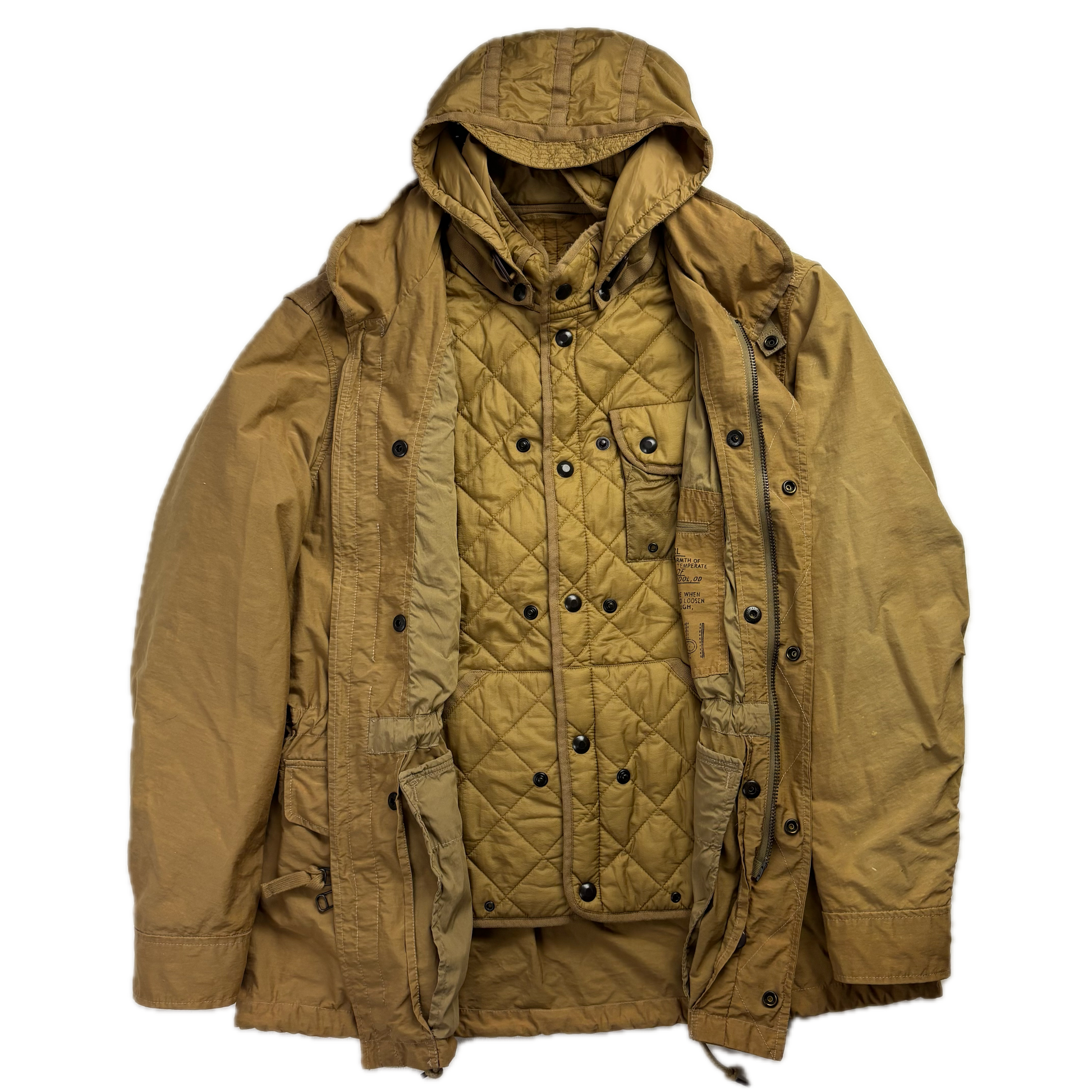 2 in 1 Tan Utility Jacket with Quilted Liner - L
