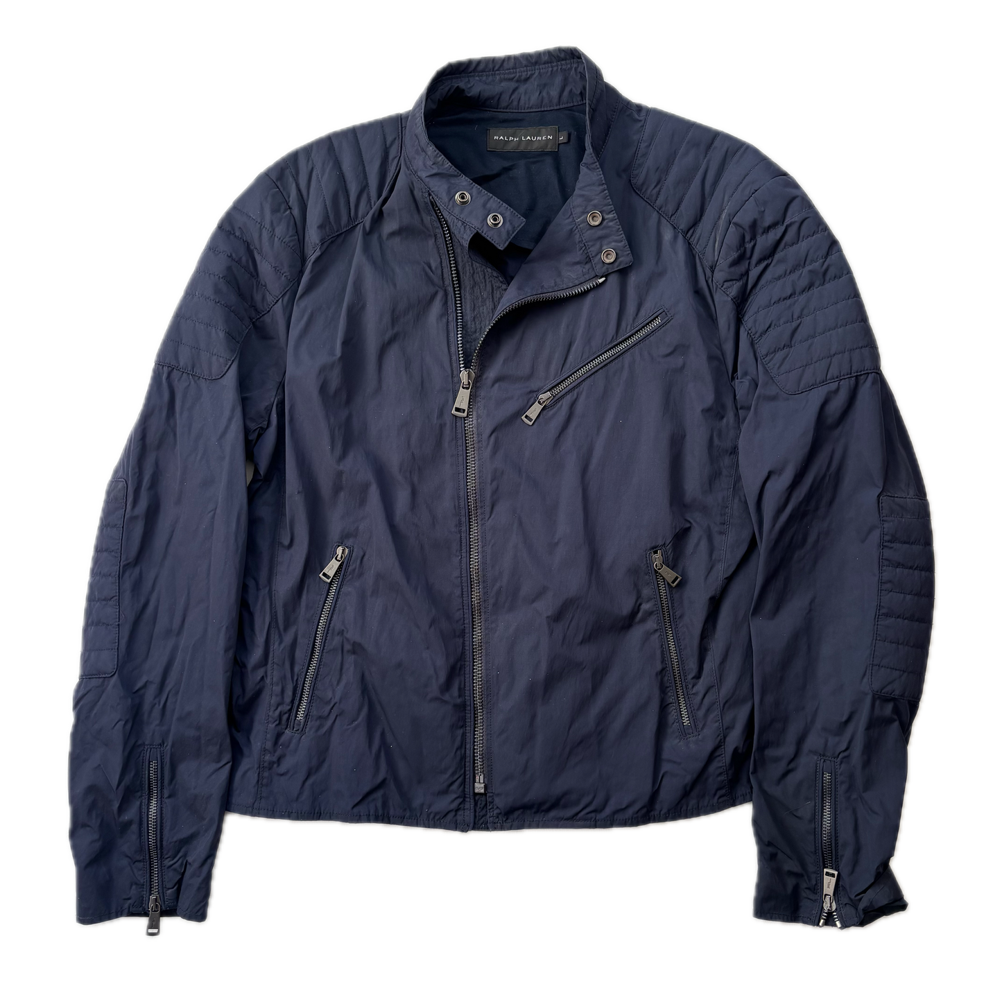 Black Label Moto Jacket Navy Biker - L