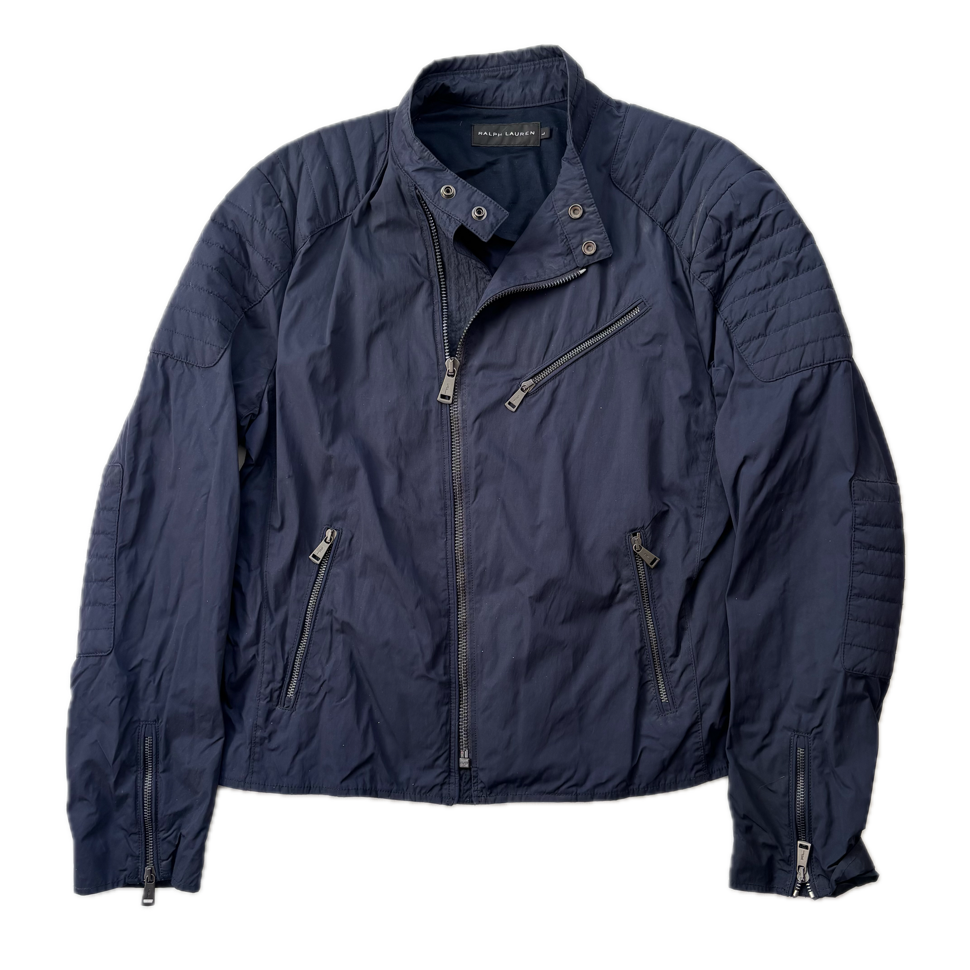 Black Label Moto Jacket Navy Biker - L