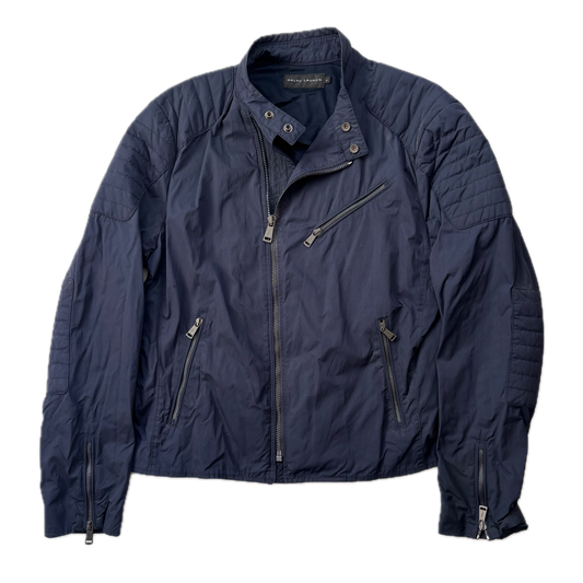 Black Label Moto Jacket Navy Biker - L