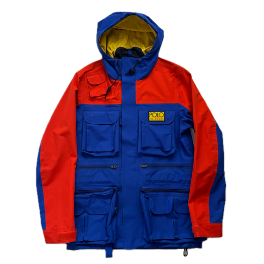 Blue Orange Polo Hi-Tech Retro Raincoat Blue Orange Waterproof Jacket - S