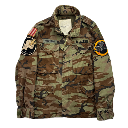 Denim Supply Green Camo Military Parka Army Patch Jacket - S