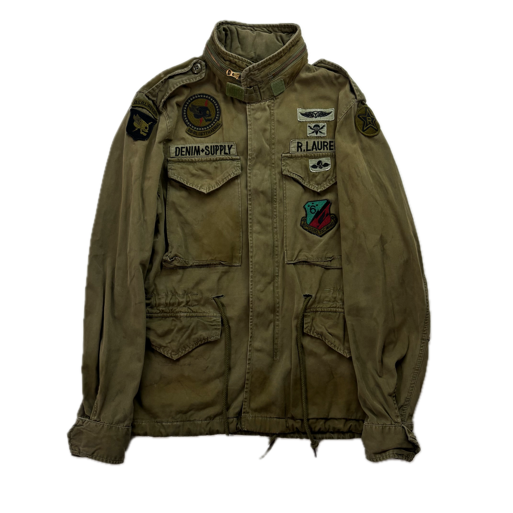 Denim Supply Green Military Parka Army Patch Jacket - S