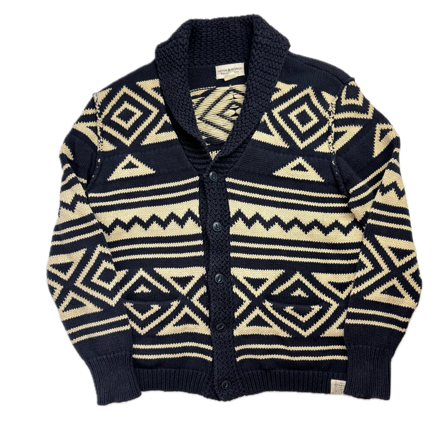 Denim & Supply Navy Beige Aztec Cardigan - XL
