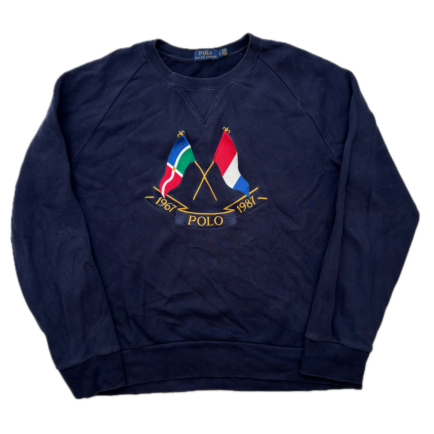 Polo Ralph Lauren Navy Cross Flags Sweatshirt Retro - L