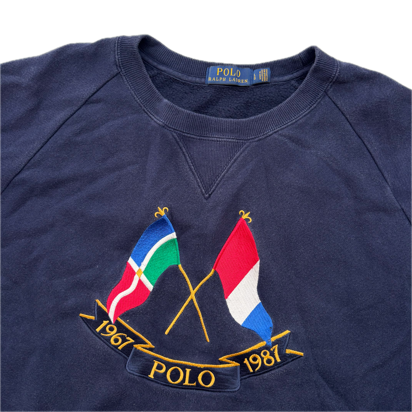 Polo Ralph Lauren Navy Cross Flags Sweatshirt Retro - L