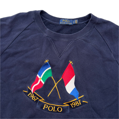 Polo Ralph Lauren Navy Cross Flags Sweatshirt Retro - L
