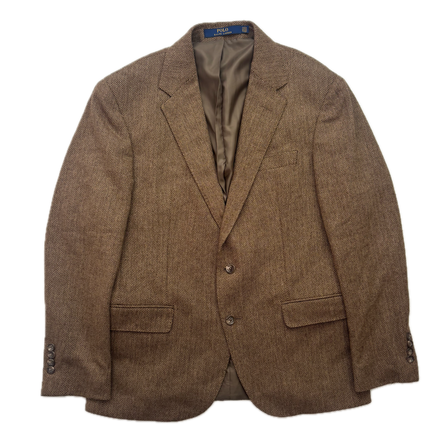 Polo Ralph Lauren Brown Herringbone Blazer (Wool Polyester Nylon) - 40S