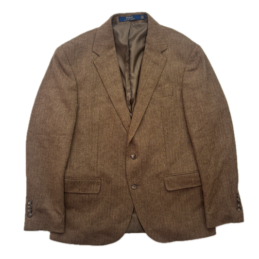 Polo Ralph Lauren Brown Herringbone Blazer (Wool Polyester Nylon) - 40S