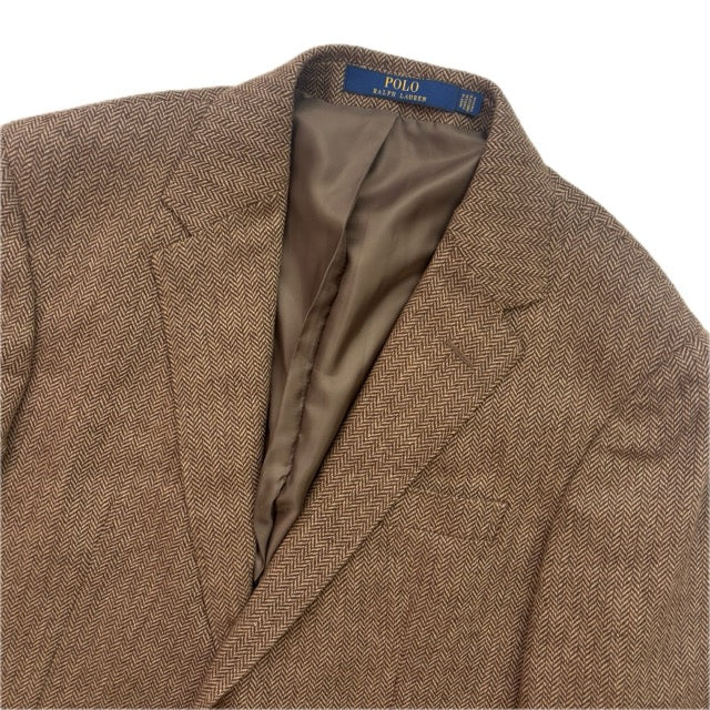 Polo Ralph Lauren Brown Herringbone Blazer (Wool Polyester Nylon) - 40S