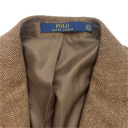 Polo Ralph Lauren Brown Herringbone Blazer (Wool Polyester Nylon) - 40S