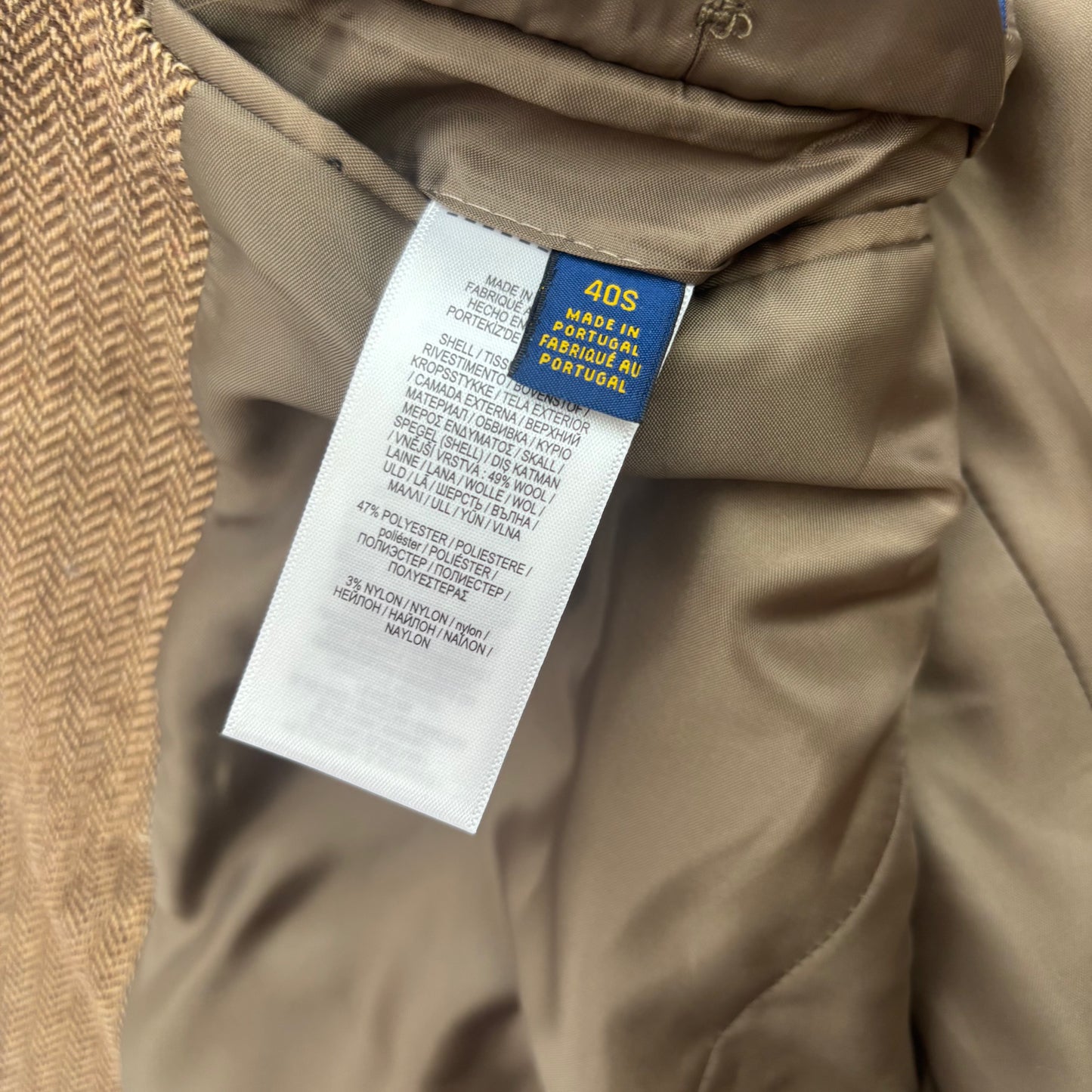 Polo Ralph Lauren Brown Herringbone Blazer (Wool Polyester Nylon) - 40S