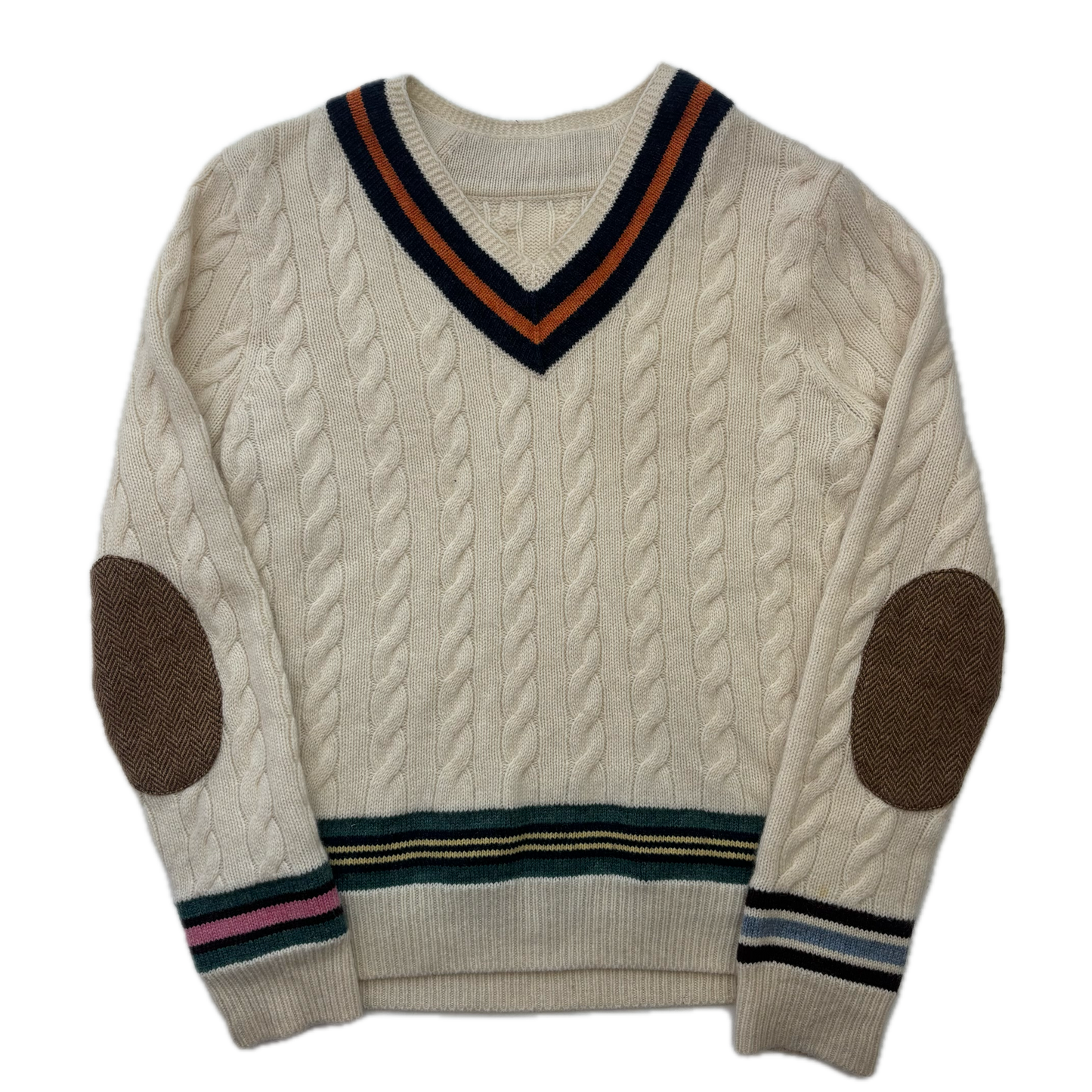 Polo Ralph Lauren Herringbone Patches Cricket Jumper (Cotton Cashmere) - S
